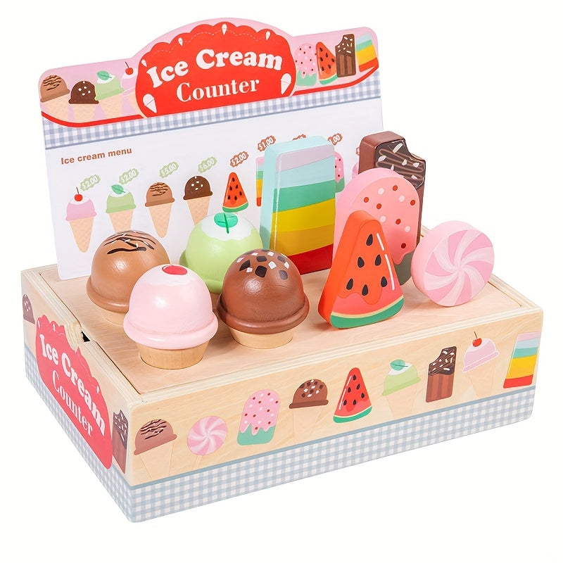 Wooden Ice Cream Truck Play Kitchen Counter Toy
