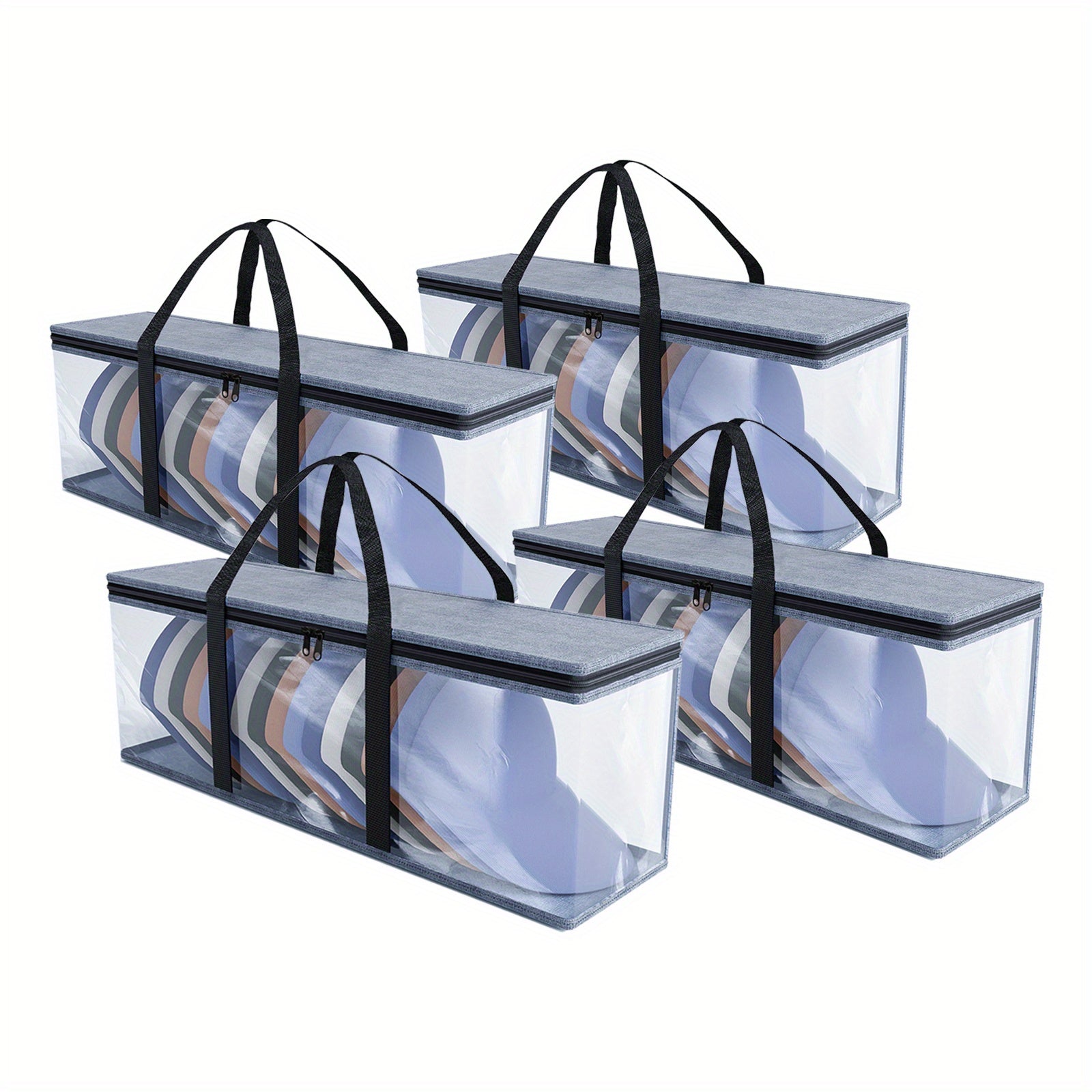 Set of 4 Baseball Cap Storage Bags with Handles - Portable Hat Organizer Box