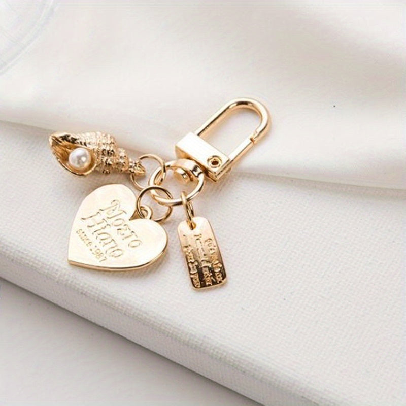 Ocean Style Keychain for Women Metal Love Bag Phone Car Key Pendant
