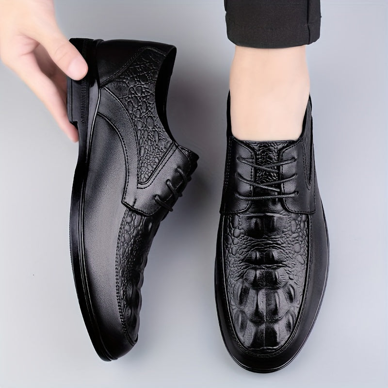 Men's Crocodile Embossed Derby Shoes Business Wear Resistant