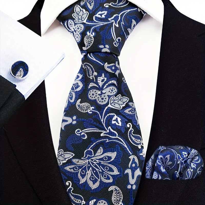 Men's Stripe Paisley Tie Set with Accessories