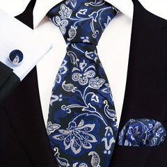 Men's Stripe Paisley Tie Set with Accessories