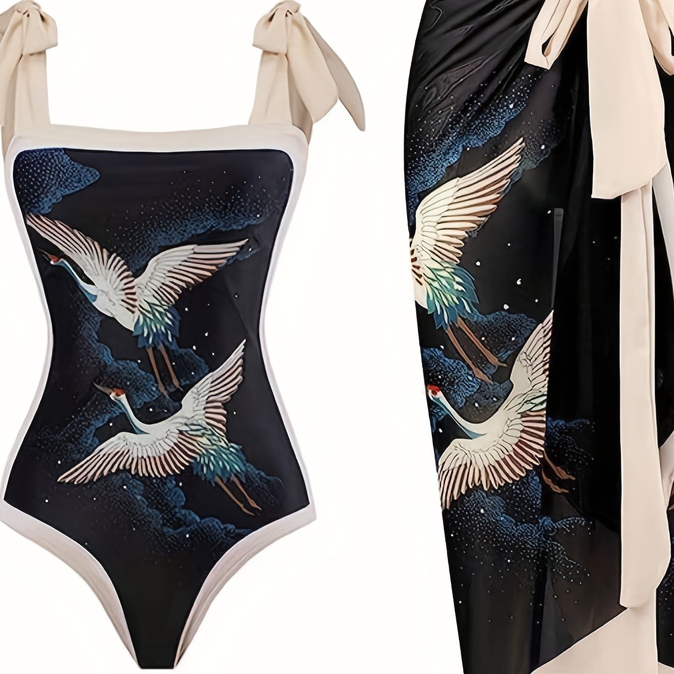  Retro Tankini Set Women's Painting Print One Piece S