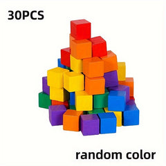 Colorful Cube Building Blocks Wooden Toys Montessori Teaching Aids