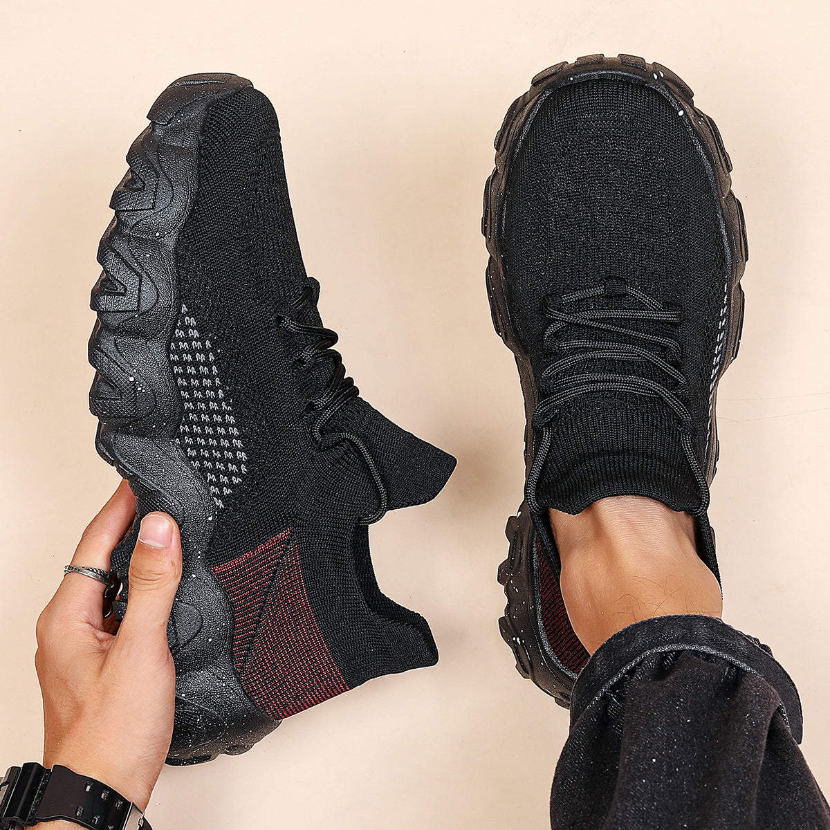 Men's Lightweight Knit Sports Sneakers Non Slip Running Shoes