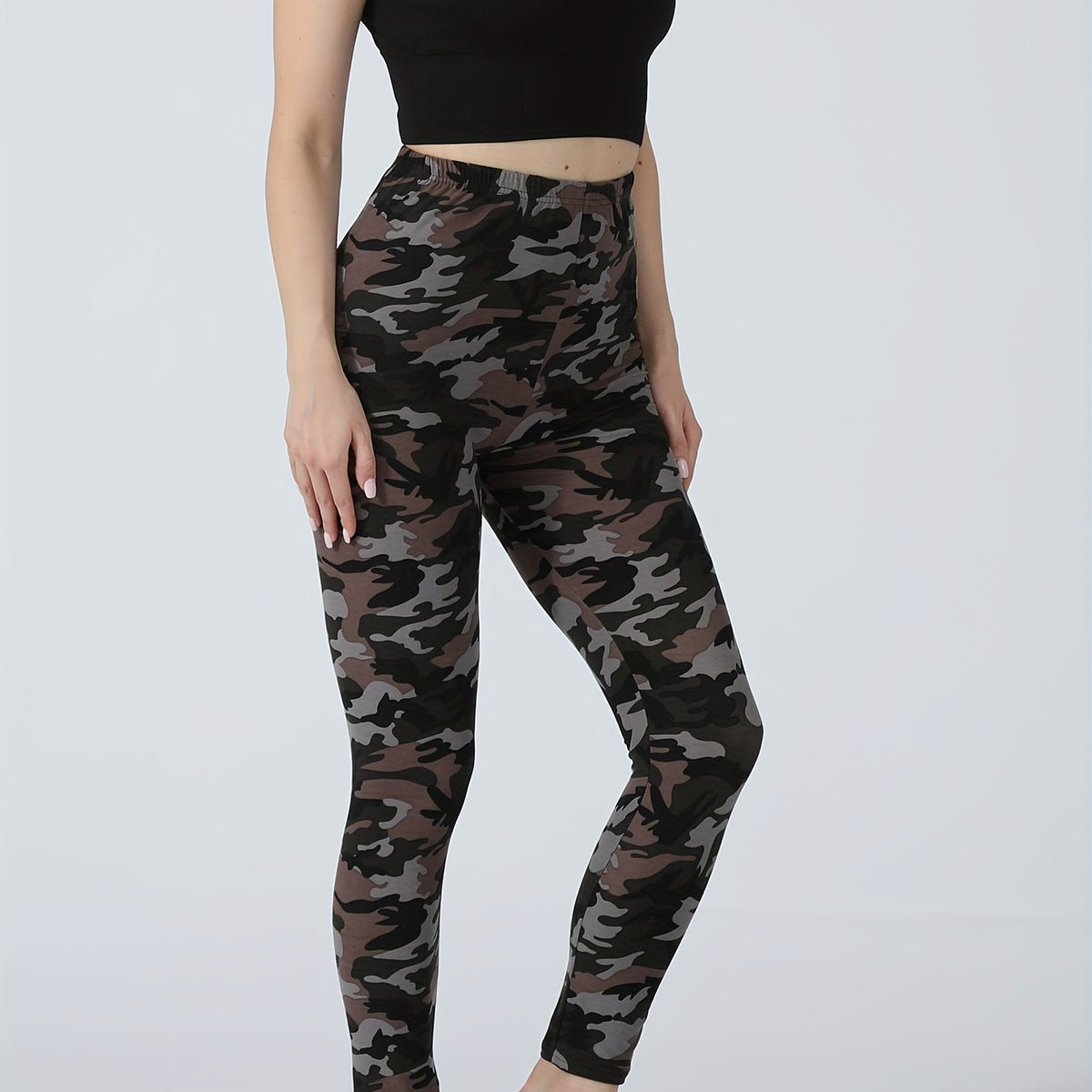 Camo Print Lounge Pants Casual Slim Elastic Waistband Pants