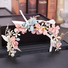 Lustrous Petals Crystal & Faux Pearl Bridal Headband Wedding Hair Accessory