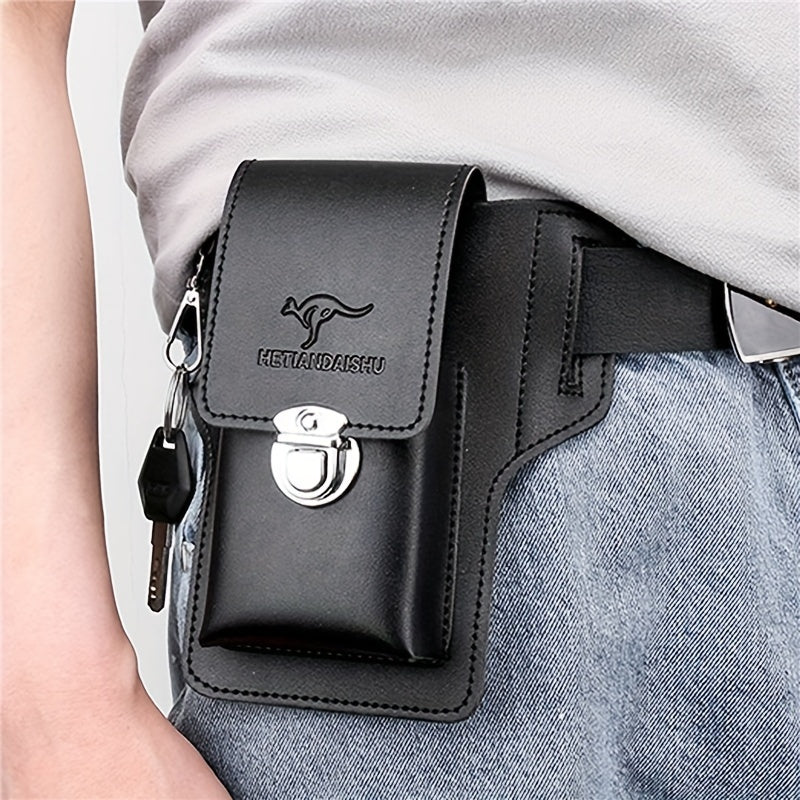 Stylish PU Leather Waist Bag for Men Phone Storage Travel Husband Father Gift