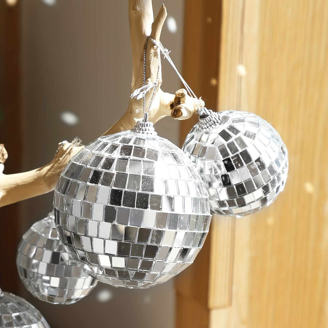 5pcs Retro Silvery Gray Mirror Disc Ball Christmas Decoration