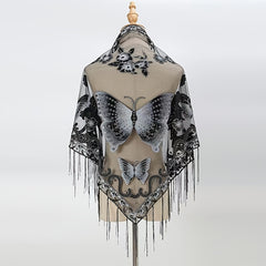 Butterfly Lace Triangle Fringe Trim Scarf Shawl Wrap