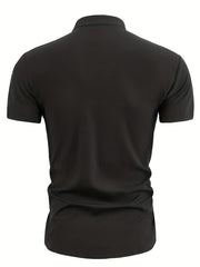 Men's Band Collar Short Sleeve Button Up Solid Shirt