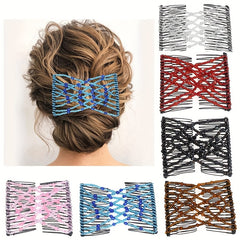 Stretchable Double Side Hair Comb Beaded Clip for Women Hair Styling