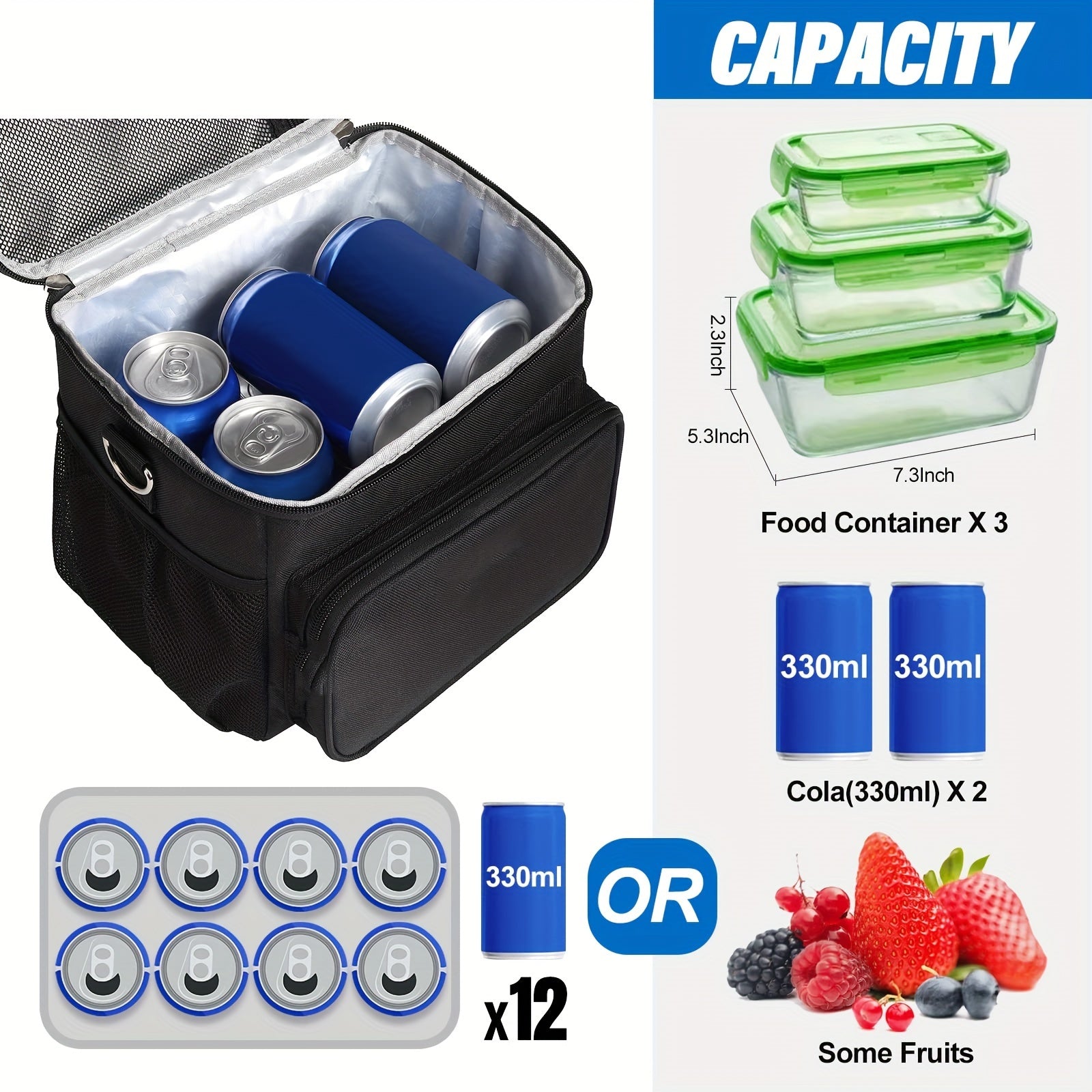 Leakproof Reusable School Lunch Bag with Shoulder Strap