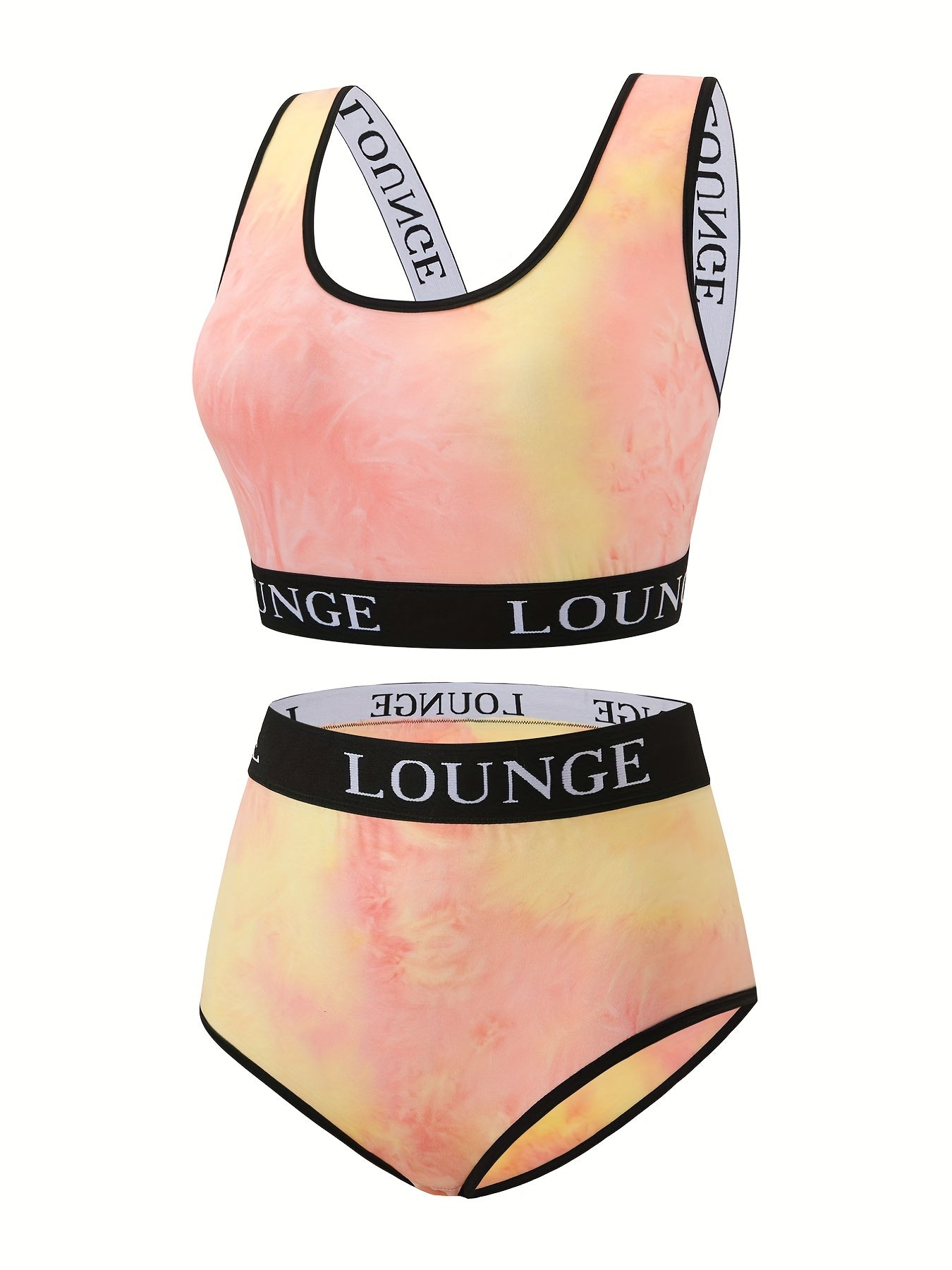  Tie Dye Letter Tape Bra & Panty Set
