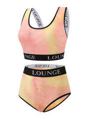  Tie Dye Letter Tape Bra & Panty Set