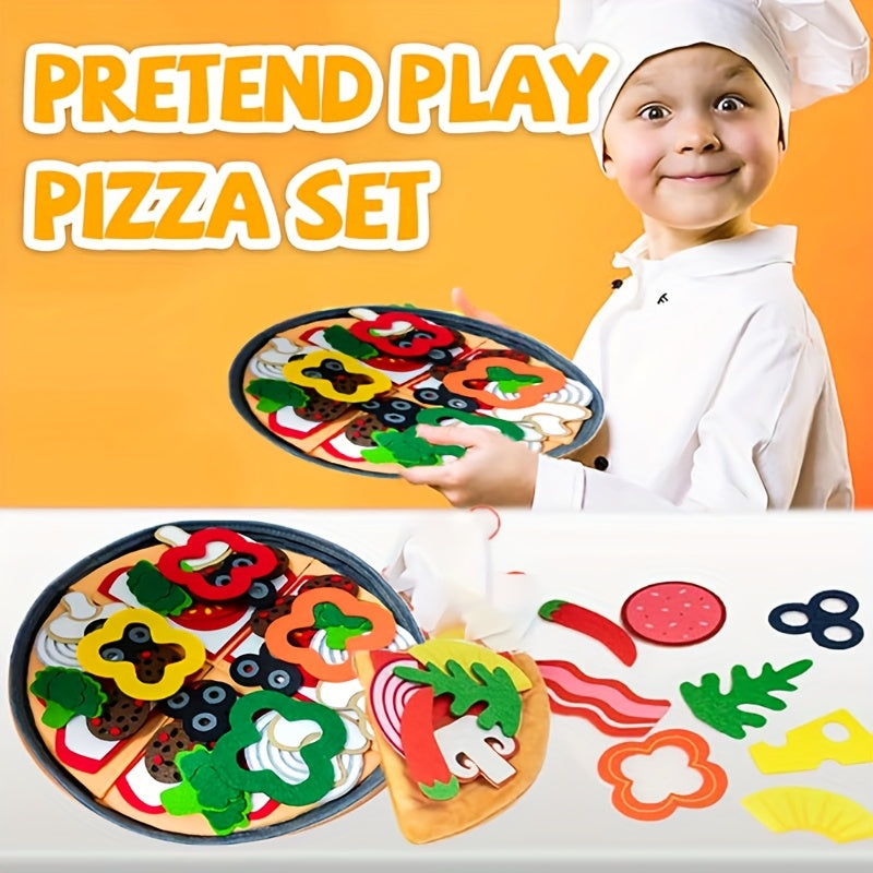 34pcs Fun Felt Pizza Set Simulation Food for Cognitive Recognition Ability