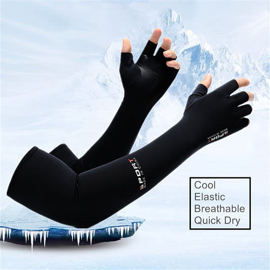 Unisex Anti UV Cooling Arm Sleeves with Fingerless Gloves