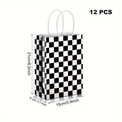 12pcs Checkered Racing Treat Bags Race Car Party Favors Bag