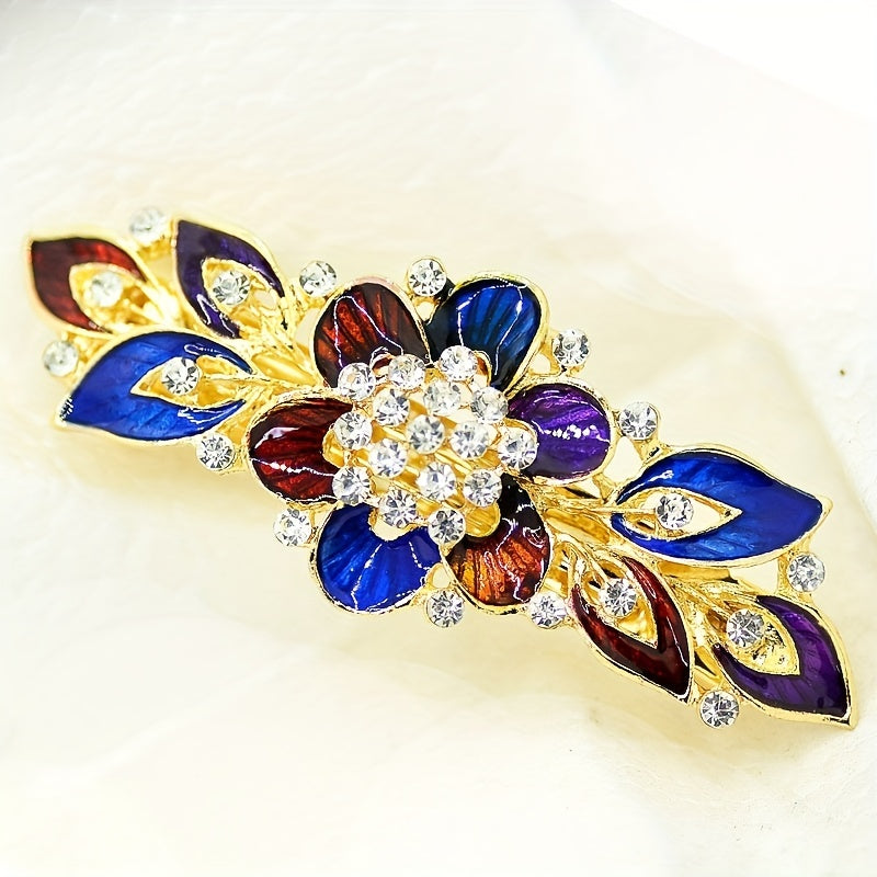 Large Rhinestone Flower Hair Clip, Side Clip Hair Accessory for Women