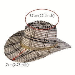 Plaid Western Sunshade Cowboy Hat for Men