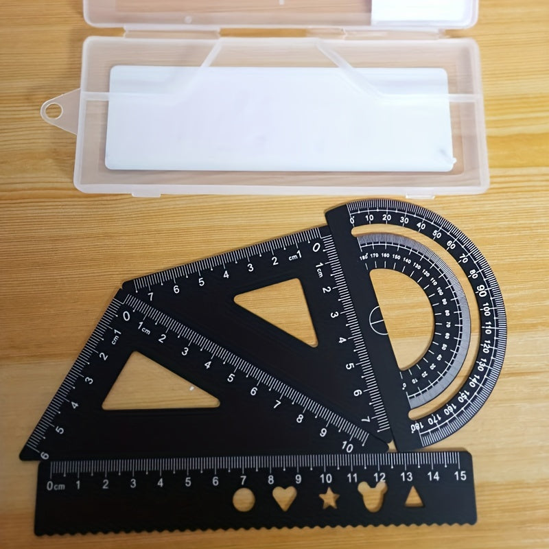 4pcs Laser Engraved Aluminum Special Ruler for Students