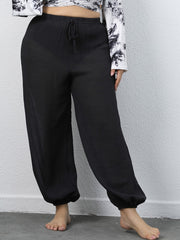  High Rise Drawstring Sweatpants Loose Fit Lantern Pants