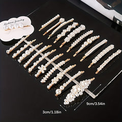 Faux Pearl Snap Clip Bobby Pin Duck Billed Clip Head Jewelry Hair Accessories