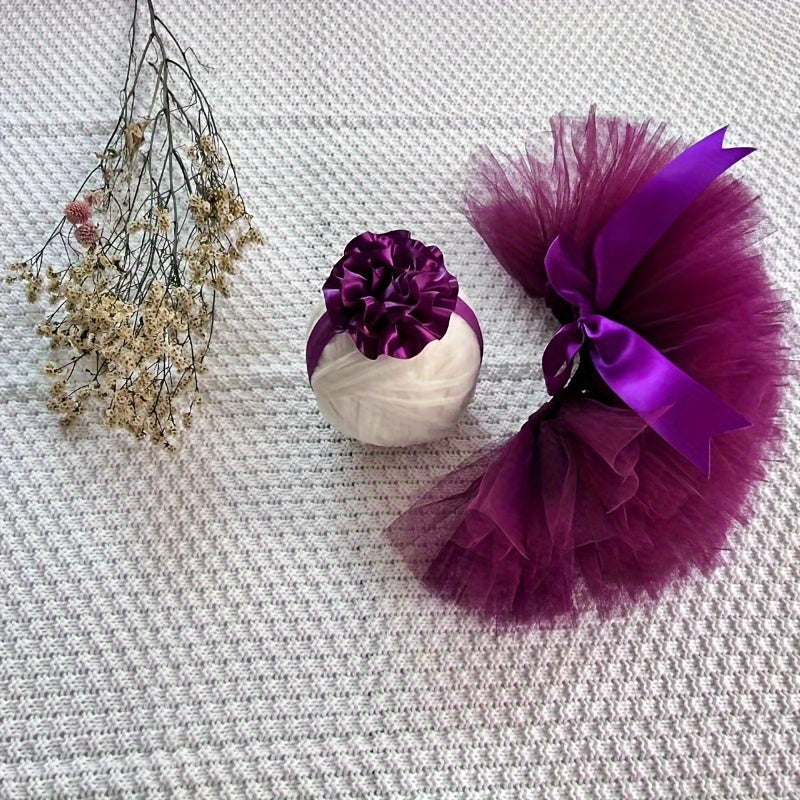 Purple Baby Ballet Tutu Skirt and Headband Set for 0-3 Years
