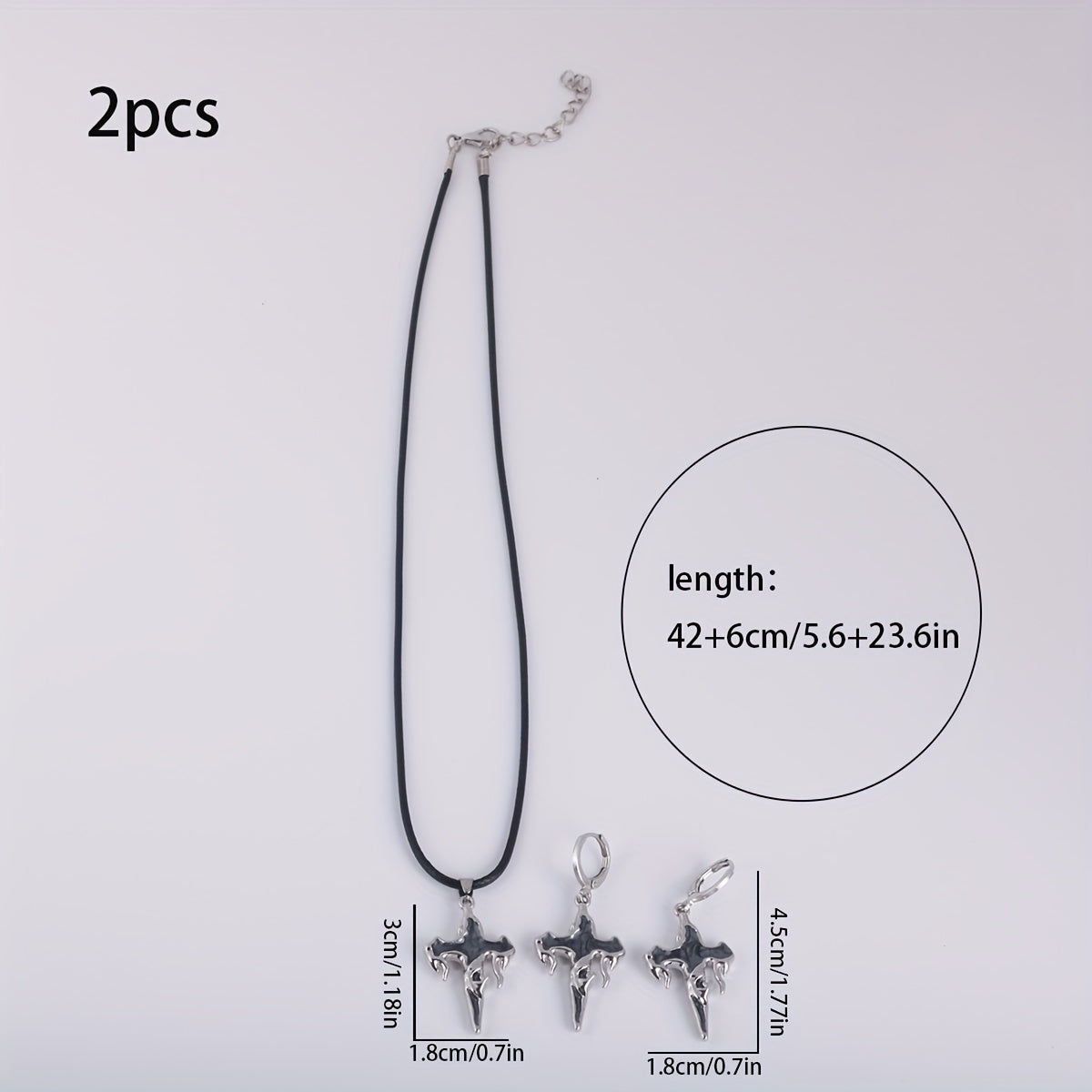 Halloween Gothic Cross Pendant Earring Necklace Set