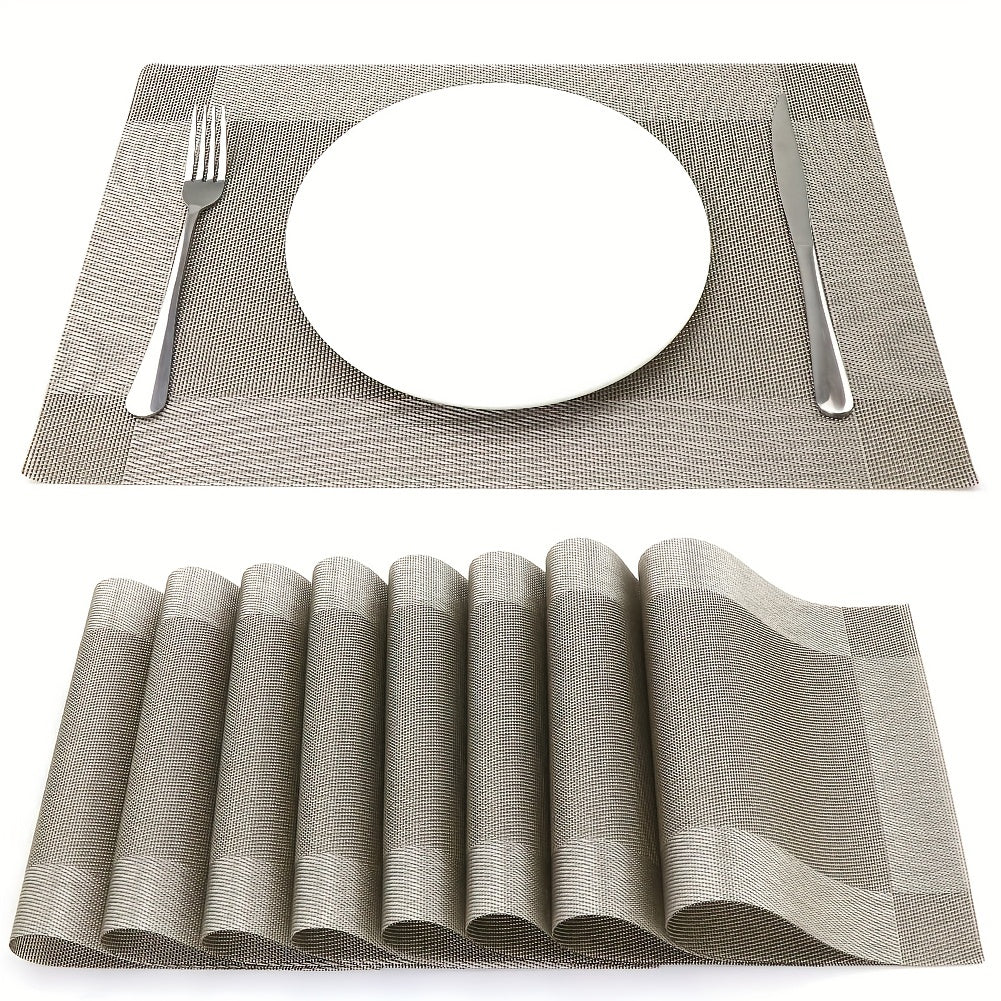 8pcs Insulated Plastic Square Placemats Waterproof Non Slip for Home Hotel