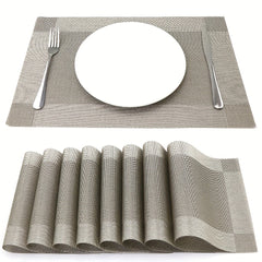 8pcs Insulated Plastic Square Placemats Waterproof Non Slip for Home Hotel