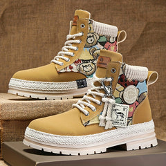 Men's High Top PU Leather Boots Comfy Casual Sneakers