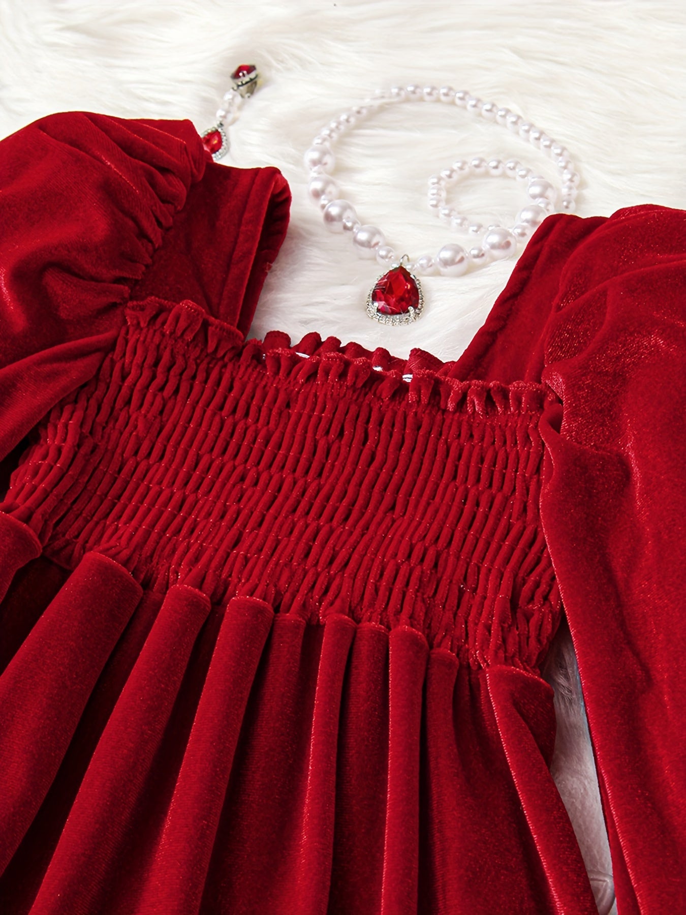 Velvet Long Sleeve Princess Party Dress for Girls