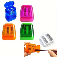 Plastic Double Hole Pencil Sharpener with Cover