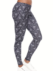 Boho Triangle Print Leggings High Waist Slim Long Length Leggings