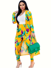 Printed Two Piece Set Coat & Pants Outfit