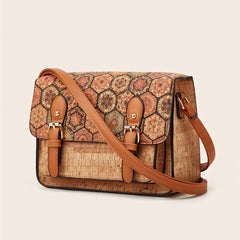 Vintage Flower Print Crossbody Bag Buckle Shoulder Bag
