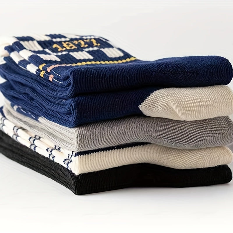 5 Pairs Letter & Striped Print Socks Women's Stockings