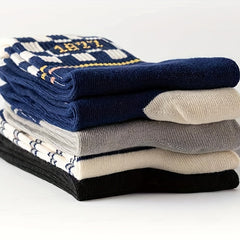 5 Pairs Letter & Striped Print Socks Women's Stockings
