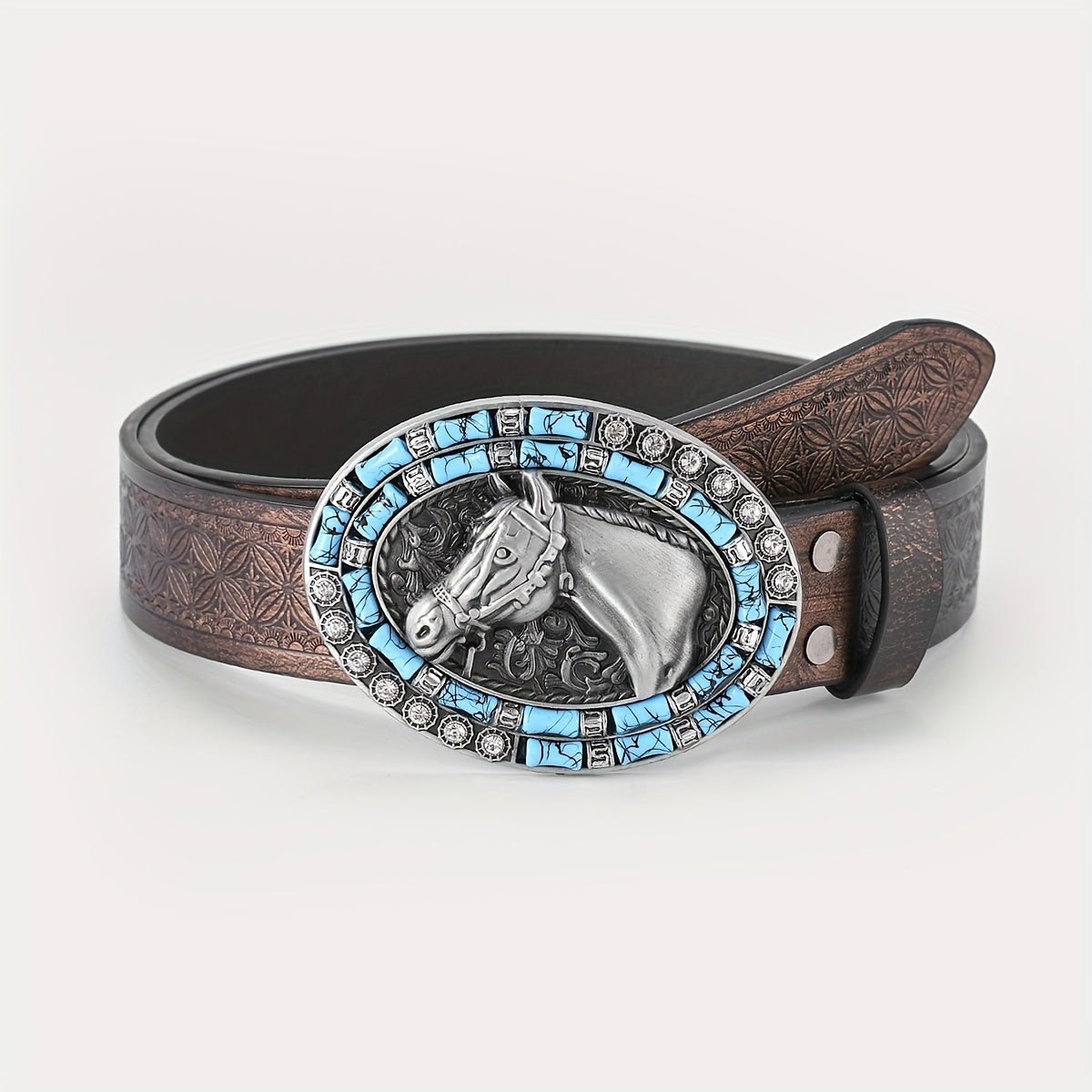 Men's Horse Head Engraved Belt