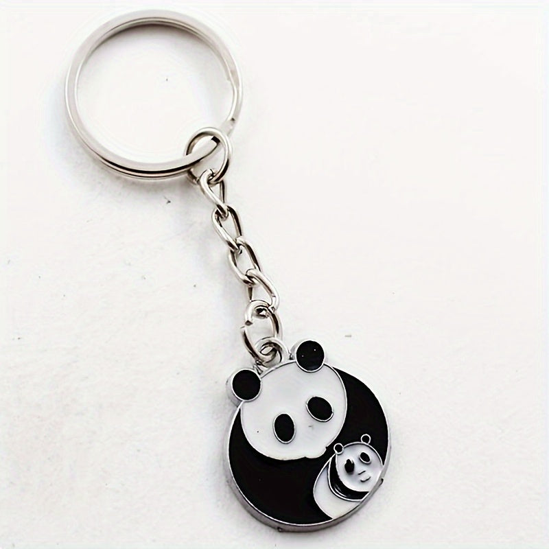 Cartoon Panda Enamel Keychain Animal Key Ring Purse Bag Backpack Car Charm