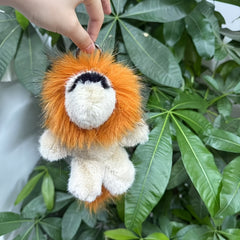 Plush Lion Keychain Fluffy Face & Mane Durable Stuffed Animal Charm