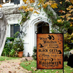 Halloween Garden Flag Double Sided Witches Go Riding 'tis Near Halloween 30x45cm