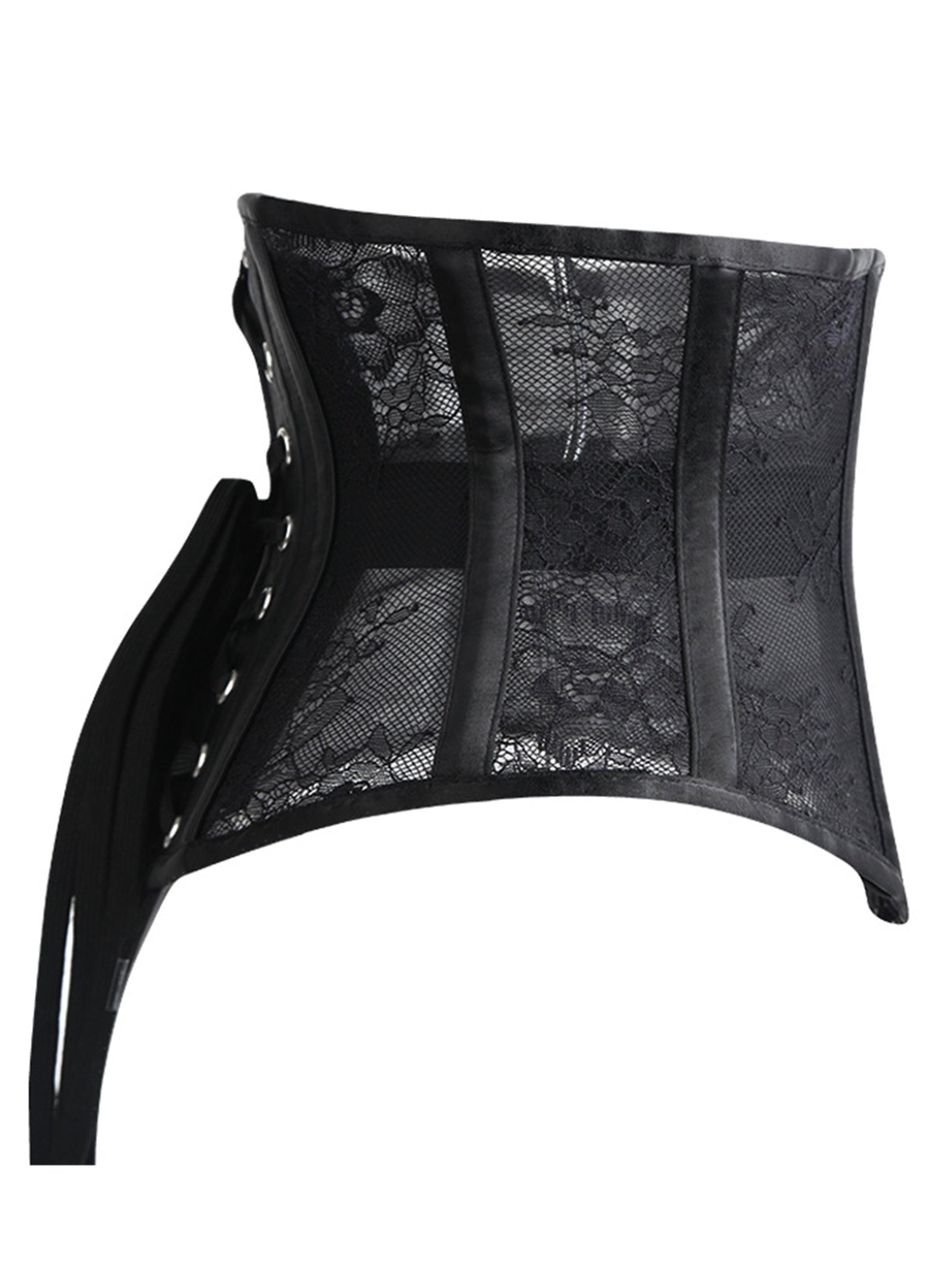 Floral Lace Strapless Corset Tummy Control Lace Up Body Shaper