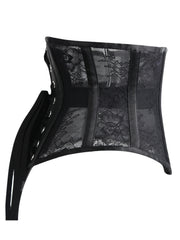 Floral Lace Strapless Corset Tummy Control Lace Up Body Shaper