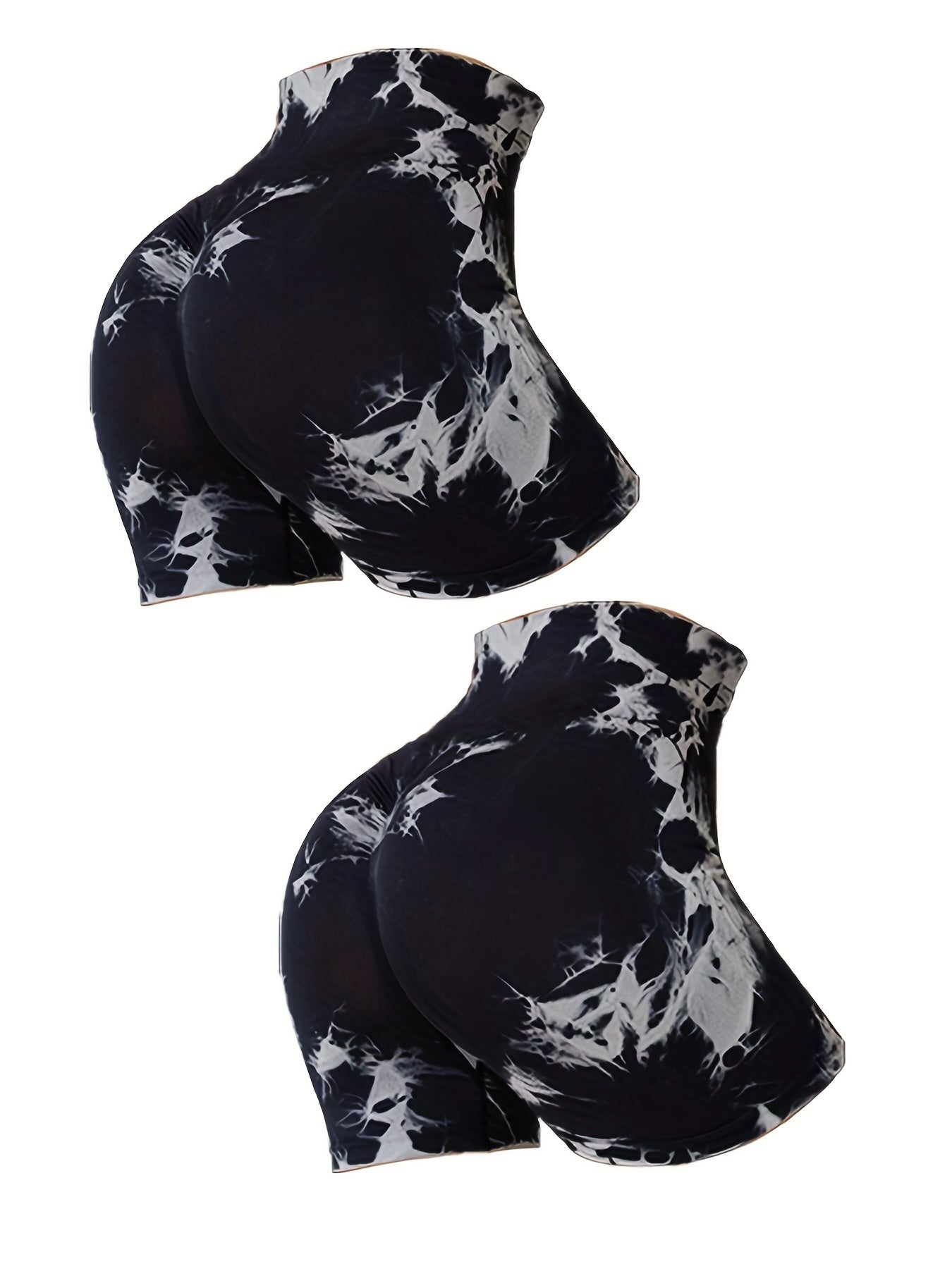 2pcs Tie Dye Yoga Sports Shorts High Waist Training Workout Shorts Women's