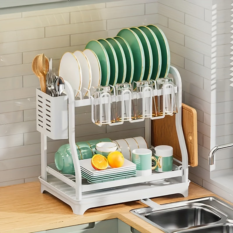 Double Layer Storage Rack with Cutting Board