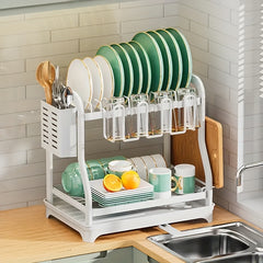 Double Layer Storage Rack with Cutting Board