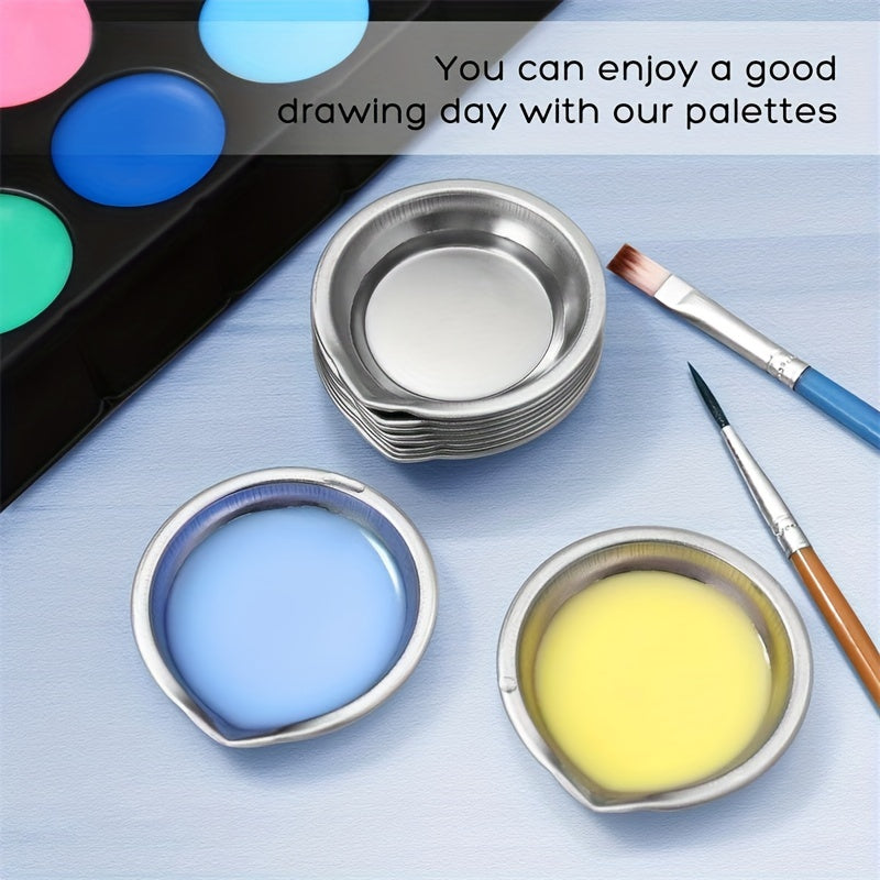 12pcs Stainless Steel Paint Palette for Students
