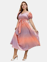  Women's Ombre & Gingham Print Maxi Dress